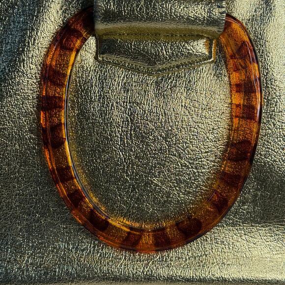 Vintage 60s RJ Florida USA Gold Tortoise Shell Lucite Handle Handbag - Picture 2 of 9